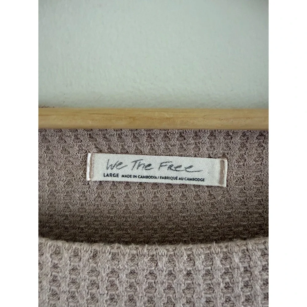 We The Free Free People North Shore Thermal Knit Tunic Taupe Mauve Large